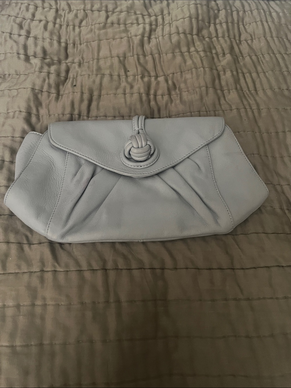 Banana Republic Light Gray Knotted Flap Clutch